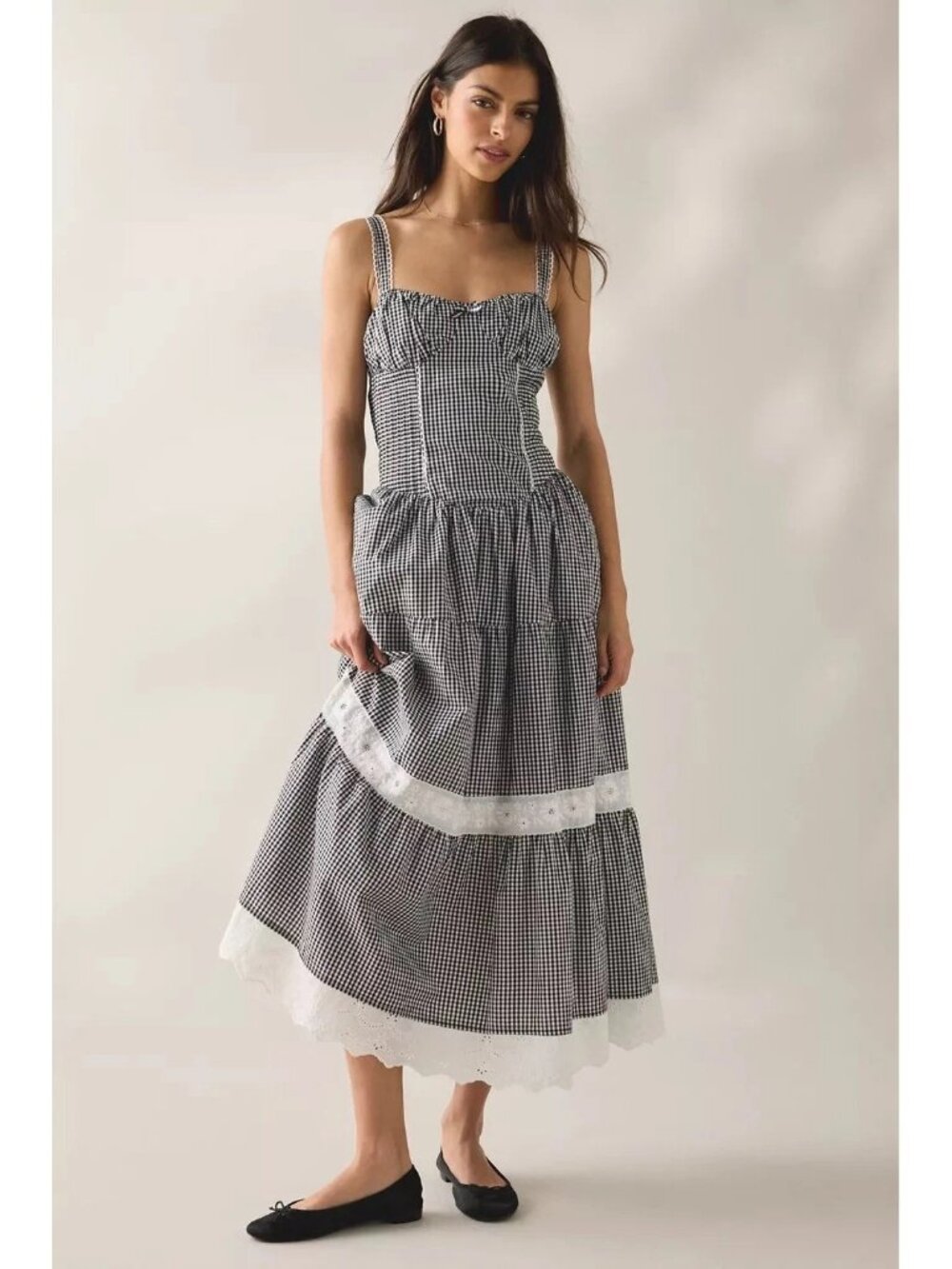 Anthropologie Jacquie The Label Emmie 100% Cotton Midi Dress Plaid Size L